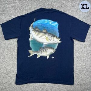 Vintage 90’s Al Agnew Striped Bass Fishing Pocket Tee Shirt